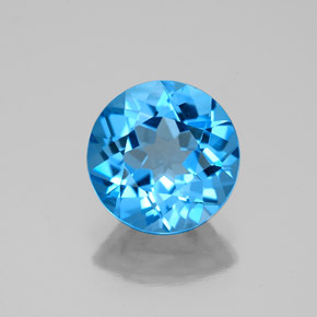 2.93캐럿 천연 스위스 블루 토파즈, 라운드 컷, 8.96 mm, VVS