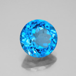 3.58캐럿 천연 스위스 블루 토파즈, 라운드 컷, 9.27 mm, VS-SI