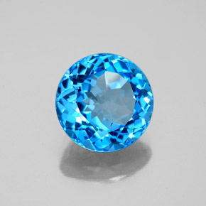 3.27캐럿 천연 스위스 블루 토파즈, 라운드 컷, 9.06 mm, VS