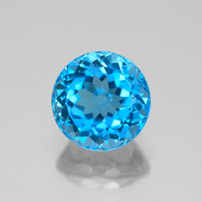 3.80캐럿 천연 스위스 블루 토파즈, 라운드 컷, 9.07 mm, VVS