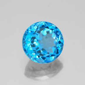 3.80캐럿 천연 스위스 블루 토파즈, 라운드 컷, 9.07 mm, VVS
