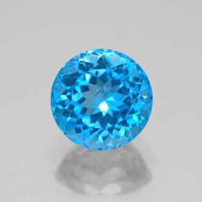 3.95캐럿 천연 스위스 블루 토파즈, 라운드 컷, 9.07 mm, SI