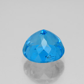 3.95캐럿 천연 스위스 블루 토파즈, 라운드 컷, 9.07 mm, SI