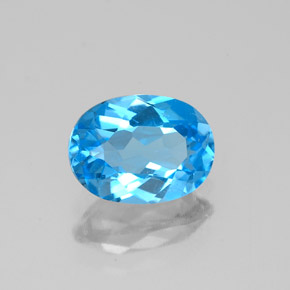 1.40캐럿 천연 스위스 블루 토파즈, 타원형 컷, 8×6 mm, VVS-VS