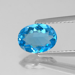 1.40캐럿 천연 스위스 블루 토파즈, 타원형 컷, 8.1×6 mm, VVS-VS