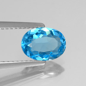1.40캐럿 천연 스위스 블루 토파즈, 타원형 컷, 8.1×6 mm, VVS-VS