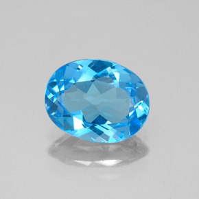 1.86캐럿 천연 스위스 블루 토파즈, 타원형 컷, 9.1×7 mm, VVS-VS