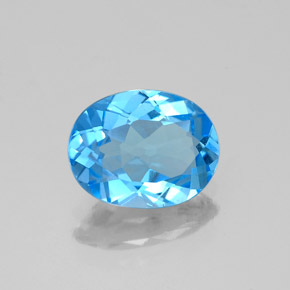 1.86캐럿 천연 스위스 블루 토파즈, 타원형 컷, 9.1×7 mm, VVS-VS