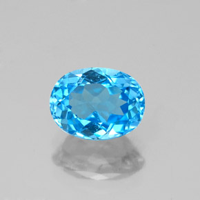 1.82캐럿 천연 스위스 블루 토파즈, 타원형 컷, 8×6.1 mm, VS-SI