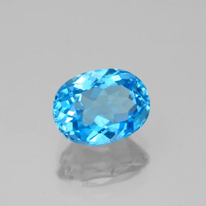 1.82캐럿 천연 스위스 블루 토파즈, 타원형 컷, 8×6.1 mm, VS-SI
