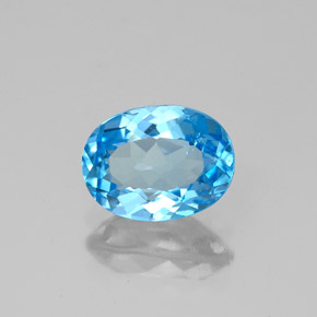 1.62캐럿 천연 스위스 블루 토파즈, 타원형 컷, 8.2×6.2 mm, VS