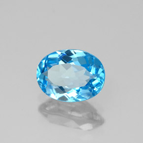 1.62캐럿 천연 스위스 블루 토파즈, 타원형 컷, 8.2×6.2 mm, VS