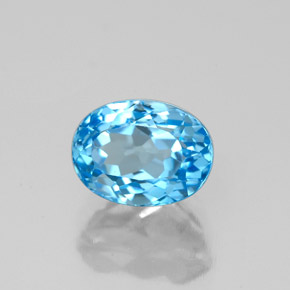 2.18캐럿 천연 스위스 블루 토파즈, 타원형 컷, 8×6 mm, VVS