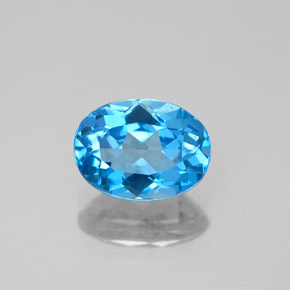 1.52캐럿 천연 스위스 블루 토파즈, 타원형 컷, 8×6 mm, VVS-VS