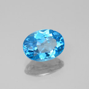 1.52캐럿 천연 스위스 블루 토파즈, 타원형 컷, 8×6 mm, VVS-VS