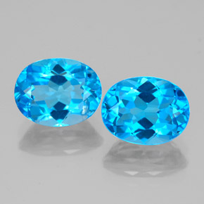 캐럿 천연 스위스 블루 토파즈 보석, 타원형 컷, 9.1×7.1 mm, VS