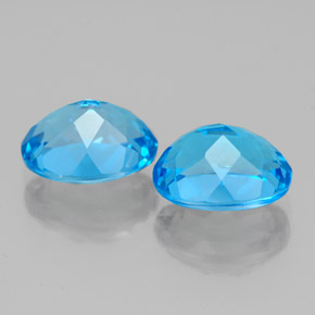 캐럿 천연 스위스 블루 토파즈 보석, 타원형 컷, 9.1×7.1 mm, VS