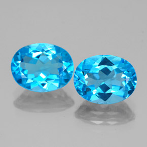캐럿 천연 스위스 블루 토파즈 보석, 타원형 컷, 9.1×7.1 mm, VVS-VS