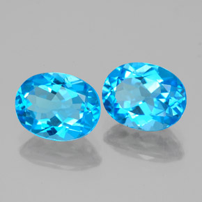 캐럿 천연 스위스 블루 토파즈 보석, 타원형 컷, 9.1×7.1 mm, VVS-VS