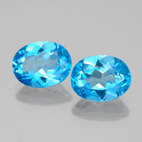 캐럿 천연 스위스 블루 토파즈 보석, 타원형 컷, 9.1×7 mm, VVS-VS