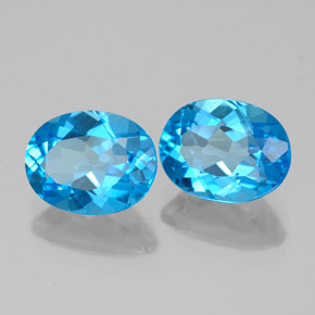 캐럿 천연 스위스 블루 토파즈 보석, 타원형 컷, 9.1×7 mm, VVS-VS