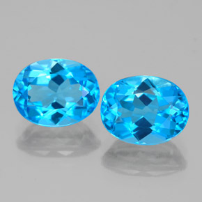 캐럿 천연 스위스 블루 토파즈 보석, 타원형 컷, 9.1×7.1 mm, VVS-VS