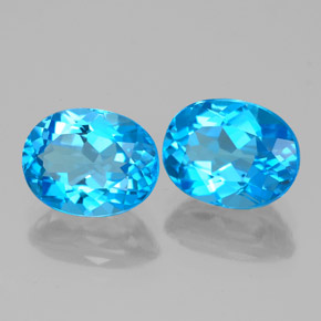 캐럿 천연 스위스 블루 토파즈 보석, 타원형 컷, 9.1×7.1 mm, VVS-VS