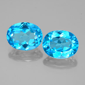 캐럿 천연 스위스 블루 토파즈 보석, 타원형 컷, 9.1×7.2 mm, VVS-VS