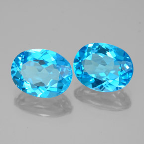 캐럿 천연 스위스 블루 토파즈 보석, 타원형 컷, 9.1×7.2 mm, VVS-VS