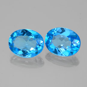 캐럿 천연 스위스 블루 토파즈 보석, 타원형 컷, 9×7.1 mm, VS-SI