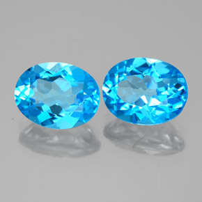 캐럿 천연 스위스 블루 토파즈 보석, 타원형 컷, 9.1×7.2 mm, VS