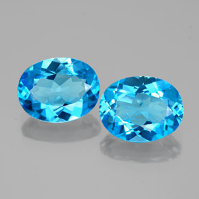 캐럿 천연 스위스 블루 토파즈 보석, 타원형 컷, 9×7.1 mm, VVS-VS