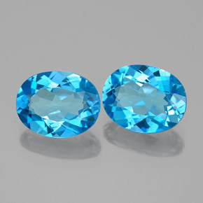 캐럿 천연 스위스 블루 토파즈 보석, 타원형 컷, 9×7.1 mm, VVS-VS