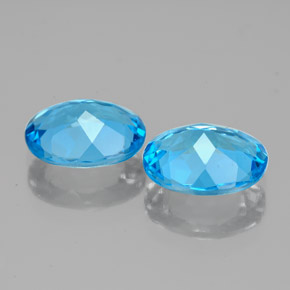 캐럿 천연 스위스 블루 토파즈 보석, 타원형 컷, 9×7.1 mm, VVS-VS