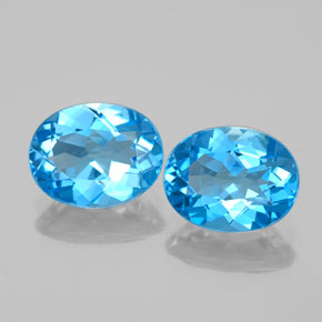캐럿 천연 스위스 블루 토파즈 보석, 타원형 컷, 9×7.1 mm, VVS-VS