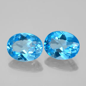캐럿 천연 스위스 블루 토파즈 보석, 타원형 컷, 9×7.1 mm, VVS-VS