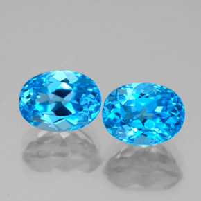 캐럿 천연 스위스 블루 토파즈 보석, 타원형 컷, 8.1×6.1 mm, VVS-VS