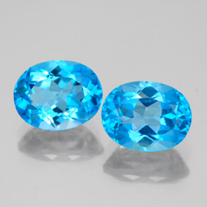 캐럿 천연 스위스 블루 토파즈 보석, 타원형 컷, 9.1×7.2 mm, VS