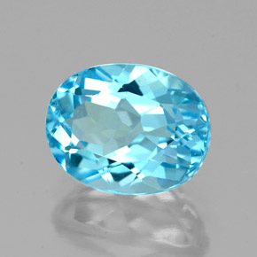 2.80캐럿 천연 스위스 블루 토파즈, 타원형 컷, 9.2×7.2 mm, VVS-VS