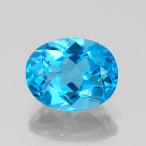 2.50캐럿 천연 스위스 블루 토파즈, 타원형 컷, 9.1×7.1 mm, VVS-VS