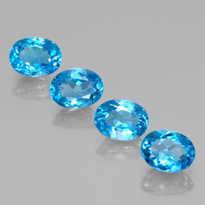 6.29캐럿 천연 스위스 블루 토파즈, 타원형 컷, 8×6 mm, VVS-VS