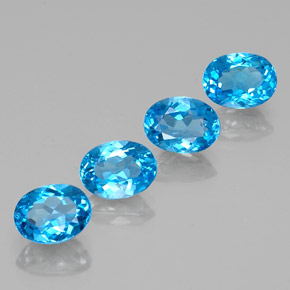 6.29캐럿 천연 스위스 블루 토파즈, 타원형 컷, 8×6 mm, VVS-VS