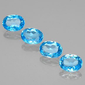 캐럿 천연 스위스 블루 토파즈 보석, 타원형 컷, 8.1×6.1 mm, VS