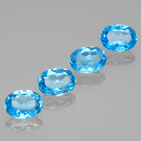 캐럿 천연 스위스 블루 토파즈 보석, 타원형 컷, 8.1×6.1 mm, VS