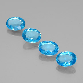 캐럿 천연 스위스 블루 토파즈 보석, 타원형 컷, 8×6 mm, VS