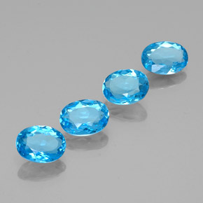캐럿 천연 스위스 블루 토파즈 보석, 타원형 컷, 8×6 mm, VS