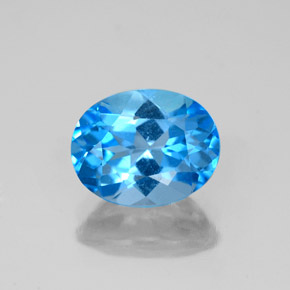 2.50캐럿 천연 스위스 블루 토파즈, 타원형 컷, 9.1×7.2 mm, VS
