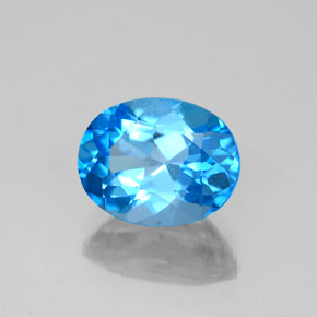2.50캐럿 천연 스위스 블루 토파즈, 타원형 컷, 9.1×7.2 mm, VS