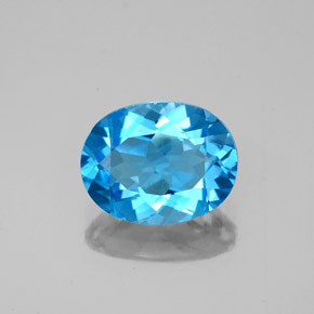 2.21캐럿 천연 스위스 블루 토파즈, 타원형 컷, 9.2×7.2 mm, VVS-VS