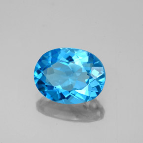 2.21캐럿 천연 스위스 블루 토파즈, 타원형 컷, 9.2×7.2 mm, VVS-VS